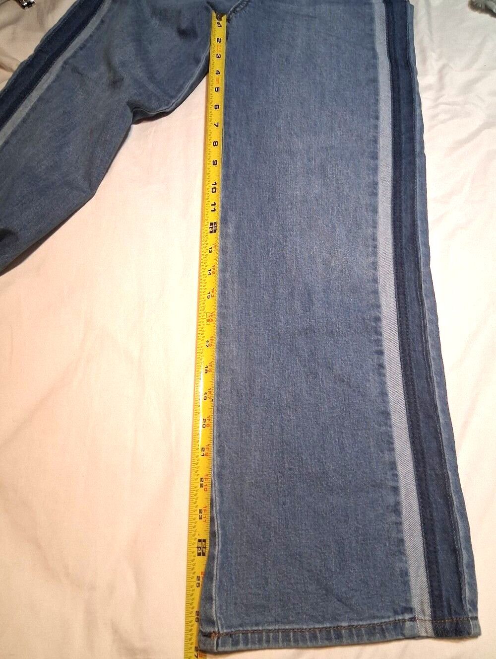 Hippie Girl NWT High Rise Wide Leg Jeans Medium Wash Side Stripe Size 10 - Picture 8 of 13